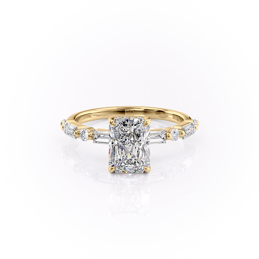 The Patricia Set With A 1 Carat Radiant 18K Yellow Gold Lab Diamond