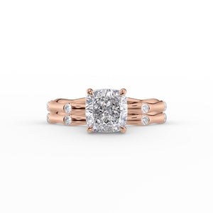 The Samantha Set With A 2 Carat Cushion 14K Rose Gold Lab Diamond