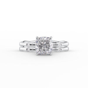 The Samantha Set With A 1 Carat Cushion 14K White Gold Lab Diamond
