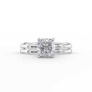 The Samantha Set With A 2.5 Carat Cushion 14K White Gold Lab Diamond