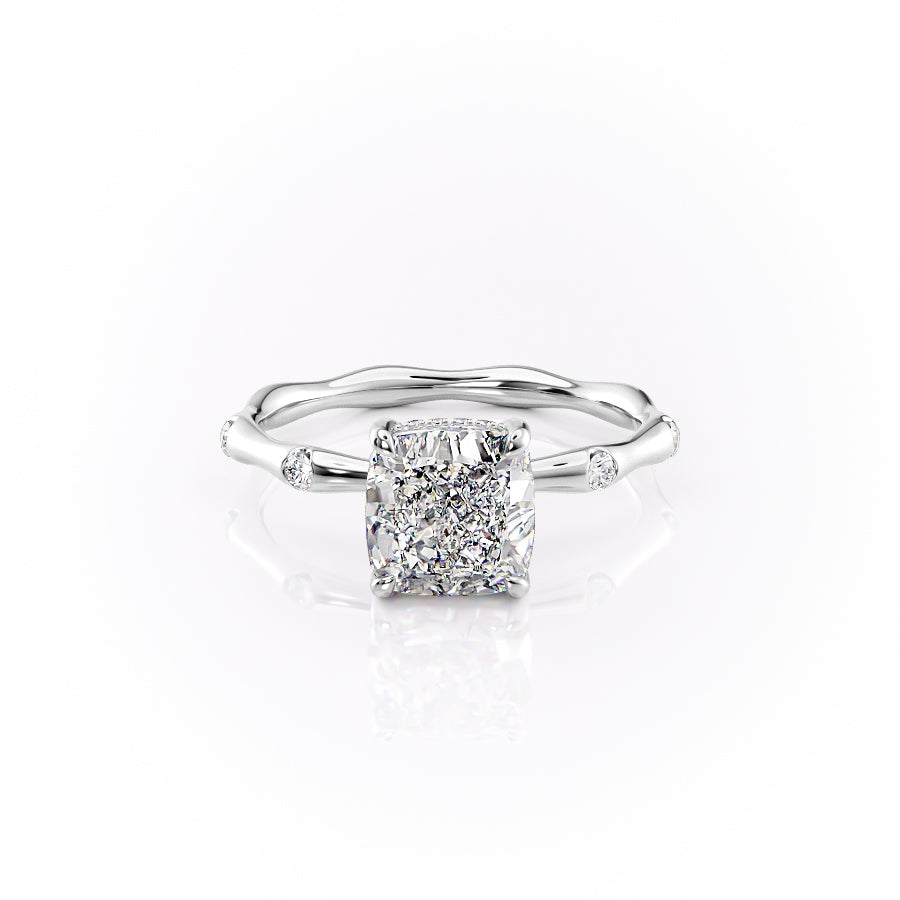 The Samantha Set With A 2.5 Carat Cushion 14K White Gold Lab Diamond