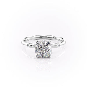 The Samantha Set With A 1 Carat Cushion 14K White Gold Lab Diamond