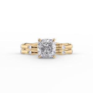 The Samantha Set  With A 5 Carat Cushion 18K Yellow Gold Moissanite