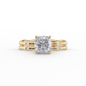 The Samantha Set  With A 1.5 Carat Cushion 18K Yellow Gold Moissanite