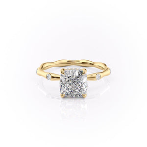 The Samantha Set  With A 2.5 Carat Cushion 18K Yellow Gold Moissanite