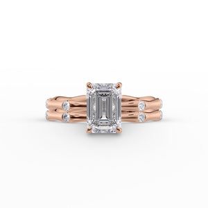 The Samantha Set  With A 5 Carat Emerald 14K Rose Gold Moissanite