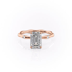 The Samantha Set  With A 5 Carat Emerald 14K Rose Gold Moissanite