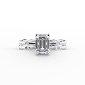 The Samantha Set  With A 2.5 Carat Emerald 14K White Gold Moissanite