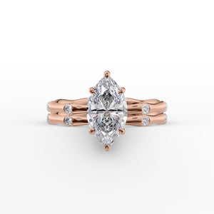 The Samantha Set  With A 2.5 Carat Marquise 14K Rose Gold Moissanite