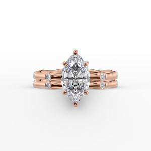 The Samantha Set  With A 2.5 Carat Marquise 14K Rose Gold Moissanite