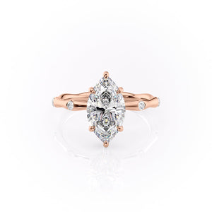 The Samantha Set With A 3 Carat Marquise 14K Rose Gold Lab Diamond