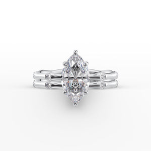 The Samantha Set  With A 2.5 Carat Marquise 18K White Gold Moissanite