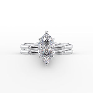 The Samantha Set  With A 3 Carat Marquise 18K White Gold Moissanite