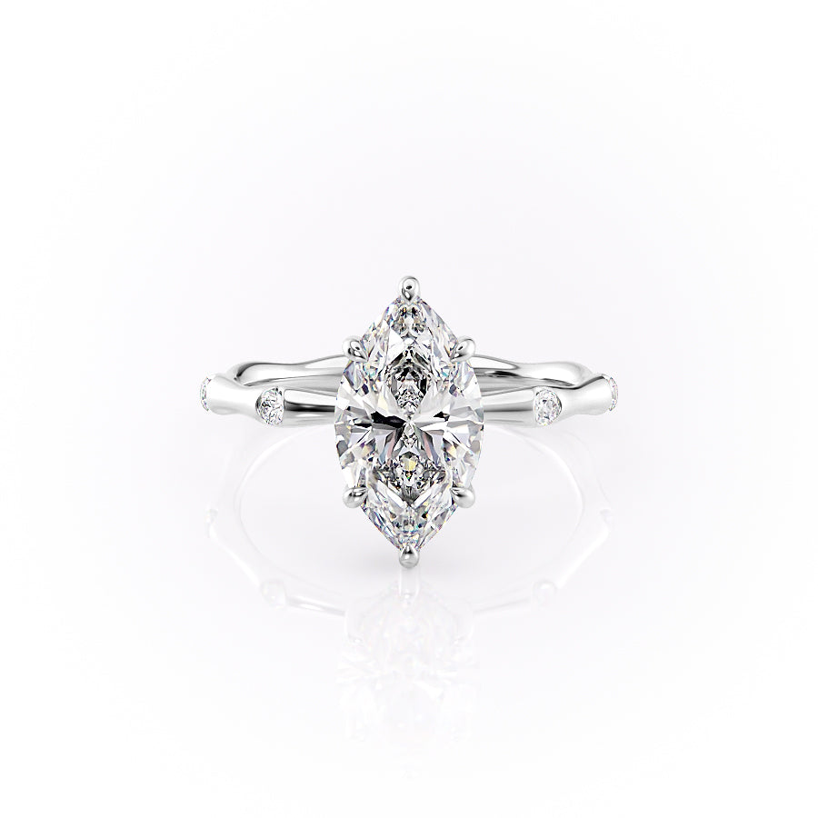 The Samantha Set With A 1 Carat Marquise 18K White Gold Lab Diamond