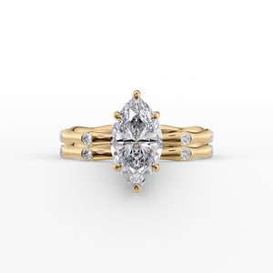 The Samantha Set With A 2 Carat Marquise 18K Yellow Gold Lab Diamond