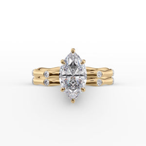 The Samantha Set  With A 3 Carat Marquise 18K Yellow Gold Moissanite