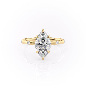 The Samantha Set With A 1.5 Carat Marquise 18K Yellow Gold Lab Diamond
