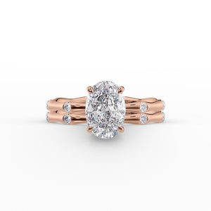 The Samantha Set  With A 2.5 Carat Oval 14K Rose Gold Moissanite