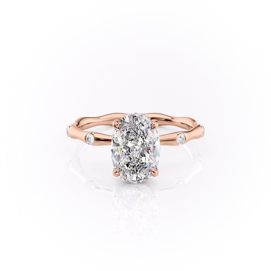 The Samantha Set  With A 2.5 Carat Oval 14K Rose Gold Moissanite
