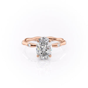 The Samantha Set  With A 2.5 Carat Oval 14K Rose Gold Moissanite