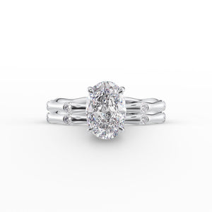 The Samantha Set  With A 2.5 Carat Oval 18K White Gold Moissanite
