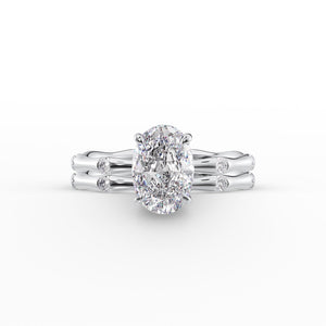 The Samantha Set  With A 2.5 Carat Oval 18K White Gold Moissanite