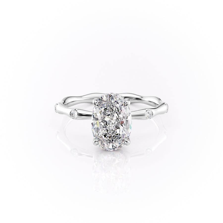 The Samantha Set With A 2 Carat Oval 18K White Gold Lab Diamond
