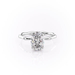 The Samantha Set  With A 3 Carat Oval 14K White Gold Moissanite