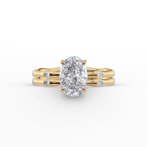 The Samantha Set  With A 2.5 Carat Oval 18K Yellow Gold Moissanite