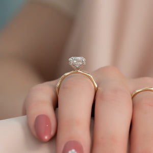 The Samantha Set With A 3 Carat Oval 14K Yellow Gold Lab Diamond