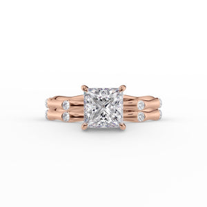The Samantha Set  With A 2.5 Carat Princess 14K Rose Gold Moissanite