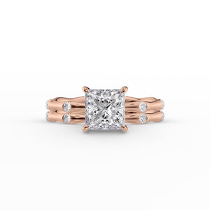 The Samantha Set With A 1.5 Carat Princess 14K Rose Gold Lab Diamond