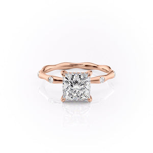 The Samantha Set With A 3 Carat Princess 14K Rose Gold Lab Diamond