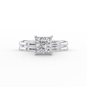 The Samantha Set  With A 2.5 Carat Princess 18K White Gold Moissanite