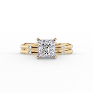 The Samantha Set  With A 2.5 Carat Princess 18K Yellow Gold Moissanite