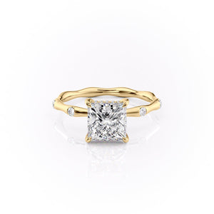 The Samantha Set  With A 1 Carat Princess 18K Yellow Gold Moissanite