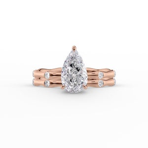 The Samantha Set With A 2.5 Carat Pear 14K Rose Gold Lab Diamond