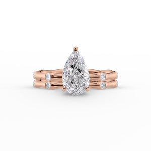 The Samantha Set  With A 2.5 Carat Pear 14K Rose Gold Moissanite
