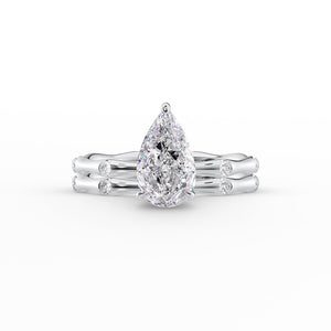 The Samantha Set  With A 2.5 Carat Pear 14K White Gold Moissanite
