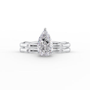The Samantha Set  With A 2.5 Carat Pear 18K White Gold Moissanite