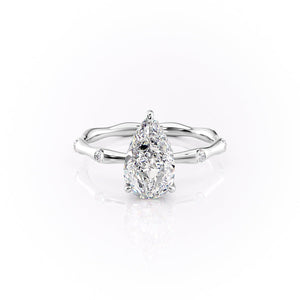 The Samantha Set  With A 2.5 Carat Pear 18K White Gold Moissanite