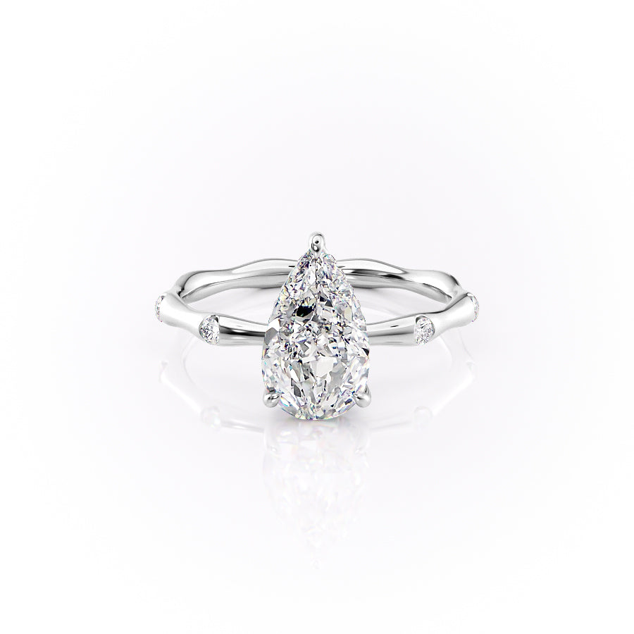 The Samantha Set  With A 5 Carat Pear 18K White Gold Moissanite