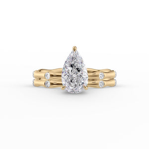 The Samantha Set  With A 1 Carat Pear 18K Yellow Gold Moissanite