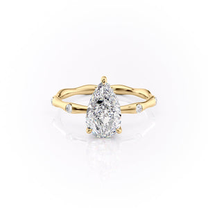 The Samantha Set  With A 2.5 Carat Pear 18K Yellow Gold Moissanite