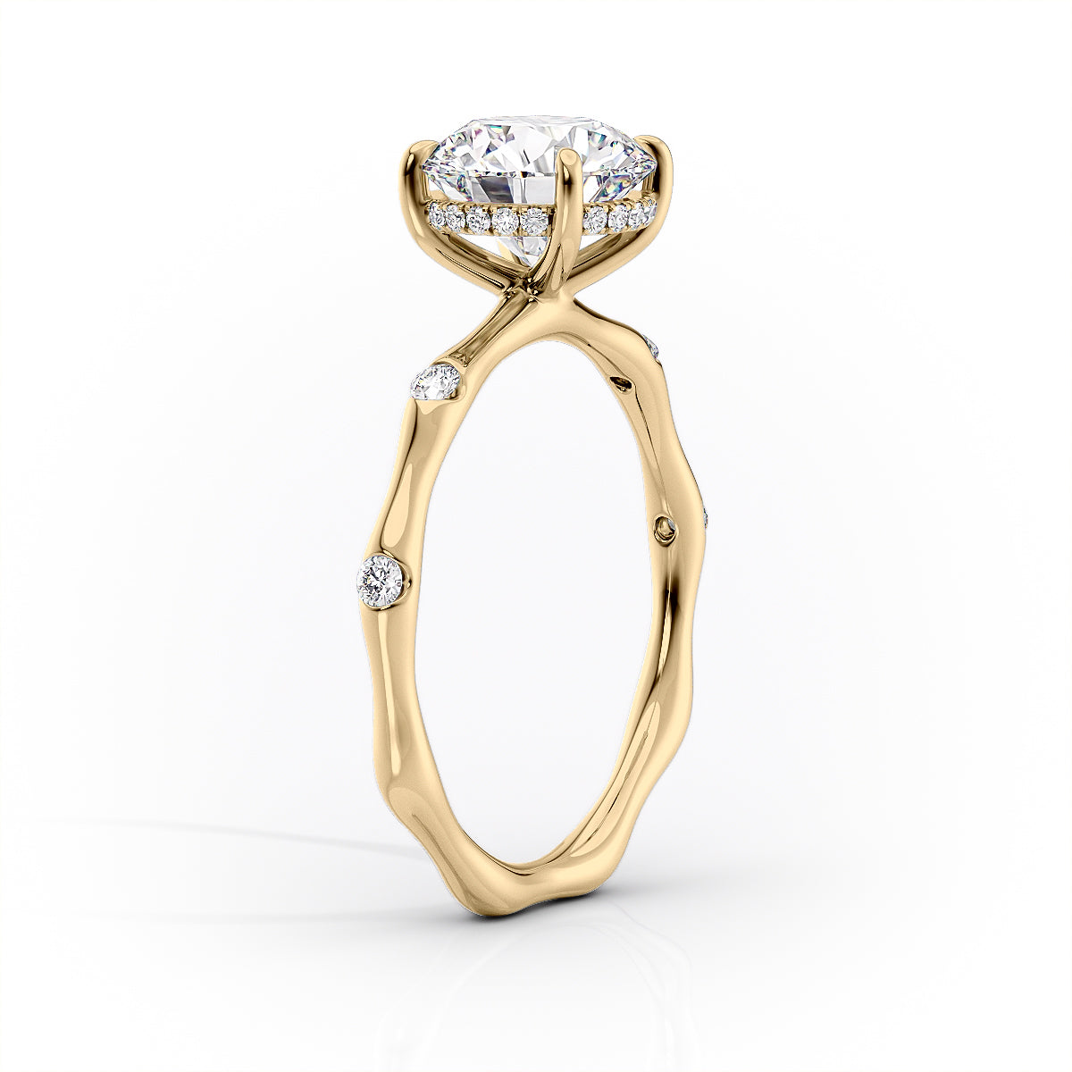 The Samantha Set  With A 2.5 Carat Princess 18K Yellow Gold Moissanite