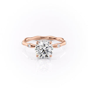 The Samantha Set  With A 4 Carat Round 14K Rose Gold Moissanite