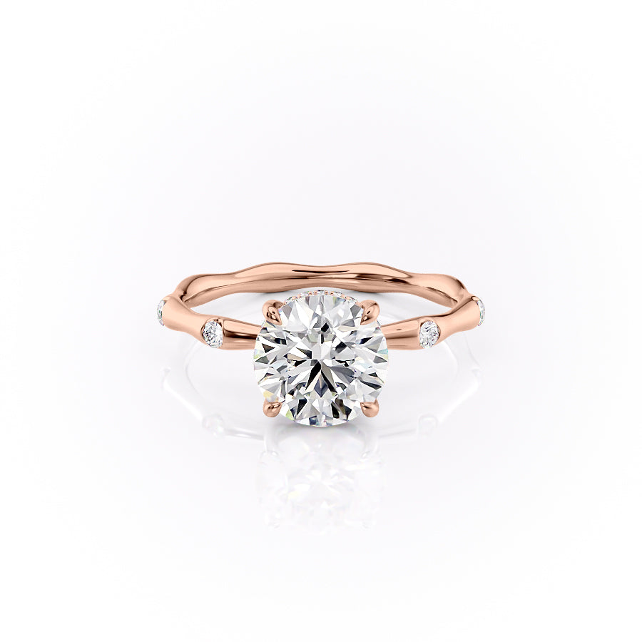 The Samantha Set  With A 3.5 Carat Round 14K Rose Gold Moissanite