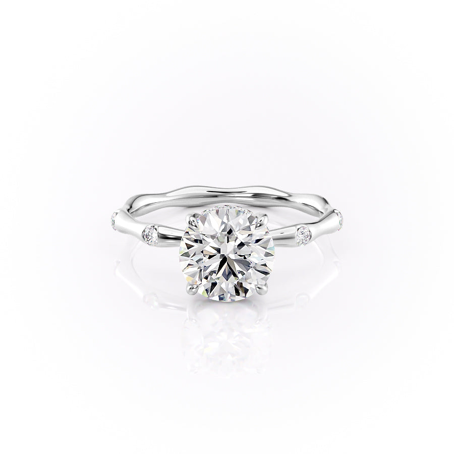 The Samantha Set  With A 5 Carat Round 14K White Gold Moissanite