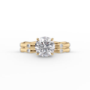 The Samantha Set With A 2 Carat Round 18K Yellow Gold Lab Diamond