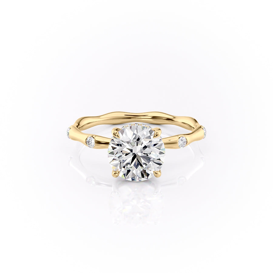 The Samantha Set  With A 4 Carat Round 18K Yellow Gold Moissanite